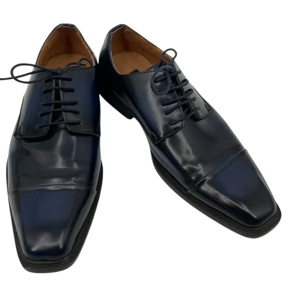 Antonio Mazzetti Troy Mens Lace Up Loafer Size 9M Navy Blue Black Two Tone Upper